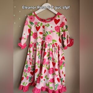 Eleanor Rose Pink and Red Heart Floral Dress